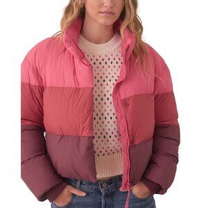 Marine Layer Gia Cropped Down Puffer Jacket Colorblock Size Small New with Tag